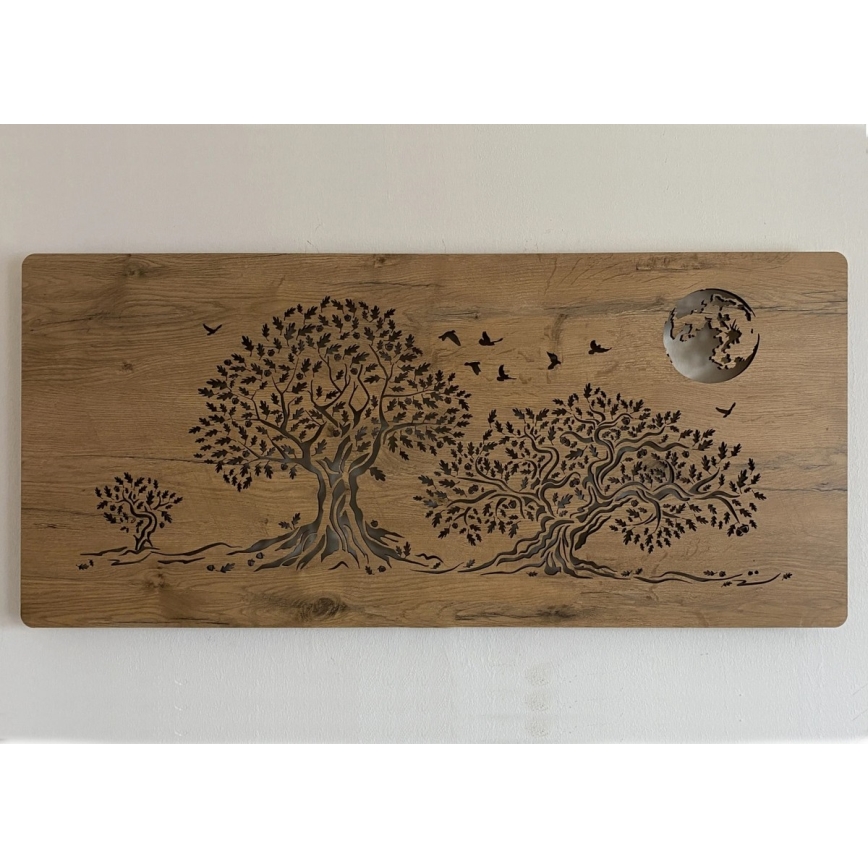 Li-Go 5042/DUB2 - Decoração de parede LED dimável LED/24W/230V 110x50 cm carvalho/Três carvalhos e a lua