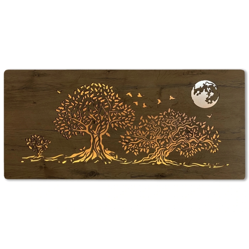 Li-Go 5042/DUB2 - Decoração de parede LED dimável LED/24W/230V 110x50 cm carvalho/Três carvalhos e a lua