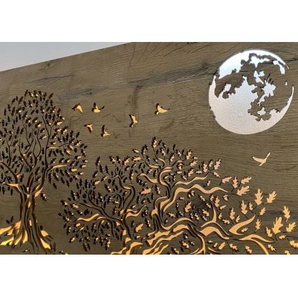 Li-Go 5042/DUB2 - Decoração de parede LED dimável LED/24W/230V 110x50 cm carvalho/Três carvalhos e a lua