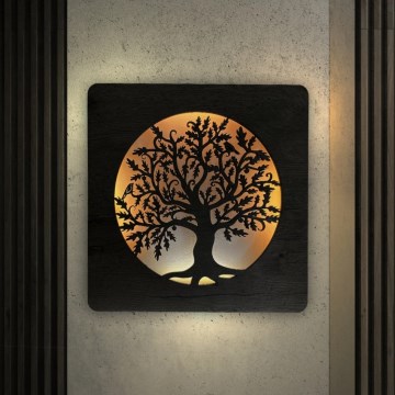 Li-Go 5275/DUB2 - Relógio LED regulável LED/10W/5V 20000 mAh 42x42 cm carvalho/Carvalho com aro circular + controlo remoto