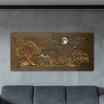 Li-Go 5478/DUB2 - Luminária decorativa de parede LED regulável LED/24W/230V 130x60 cm carvalho/Quatro carvalhos e a lua