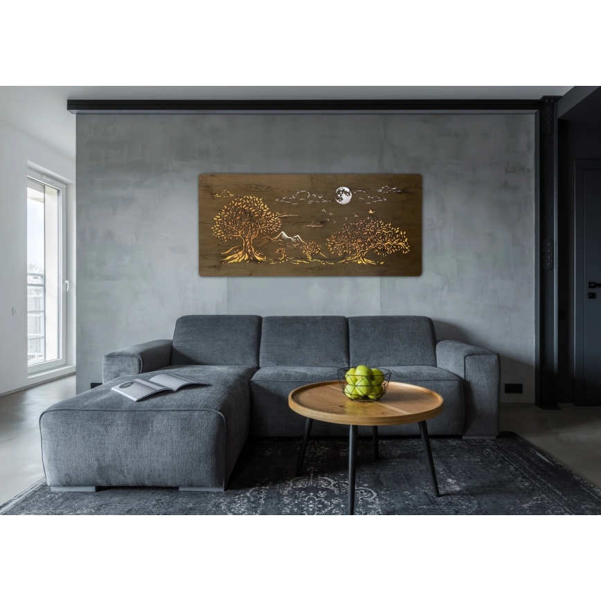 Li-Go 5478/DUB2 - Luminária decorativa de parede LED regulável LED/24W/230V 130x60 cm carvalho/Quatro carvalhos e a lua