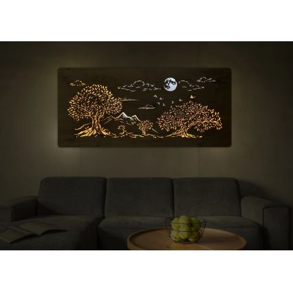 Li-Go 5478/DUB2 - Luminária decorativa de parede LED regulável LED/24W/230V 130x60 cm carvalho/Quatro carvalhos e a lua