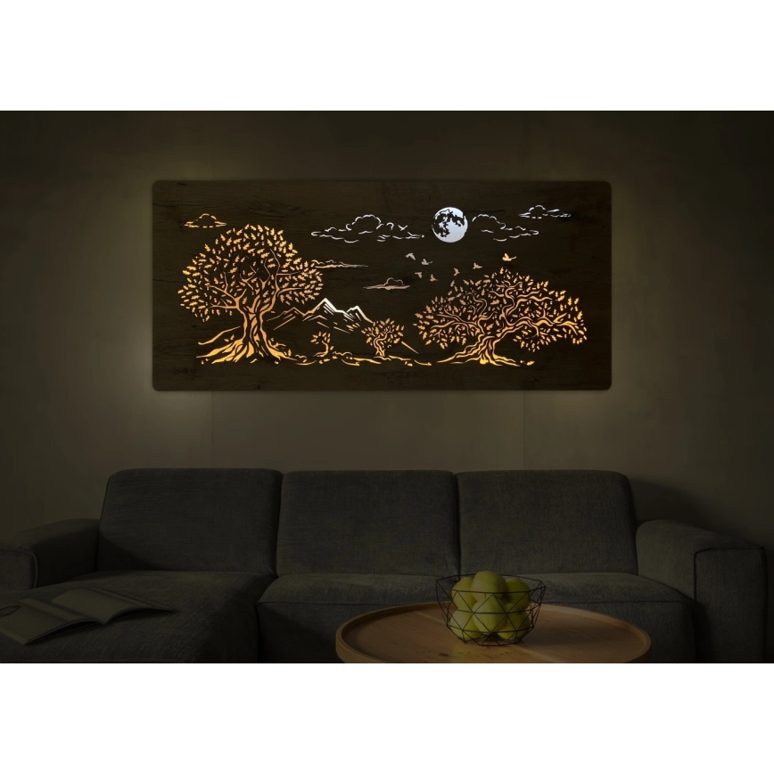 Li-Go 5478/DUB2 - Luminária decorativa de parede LED regulável LED/24W/230V 130x60 cm carvalho/Quatro carvalhos e a lua
