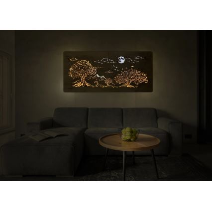 Li-Go 5478/DUB2 - Luminária decorativa de parede LED regulável LED/24W/230V 130x60 cm carvalho/Quatro carvalhos e a lua