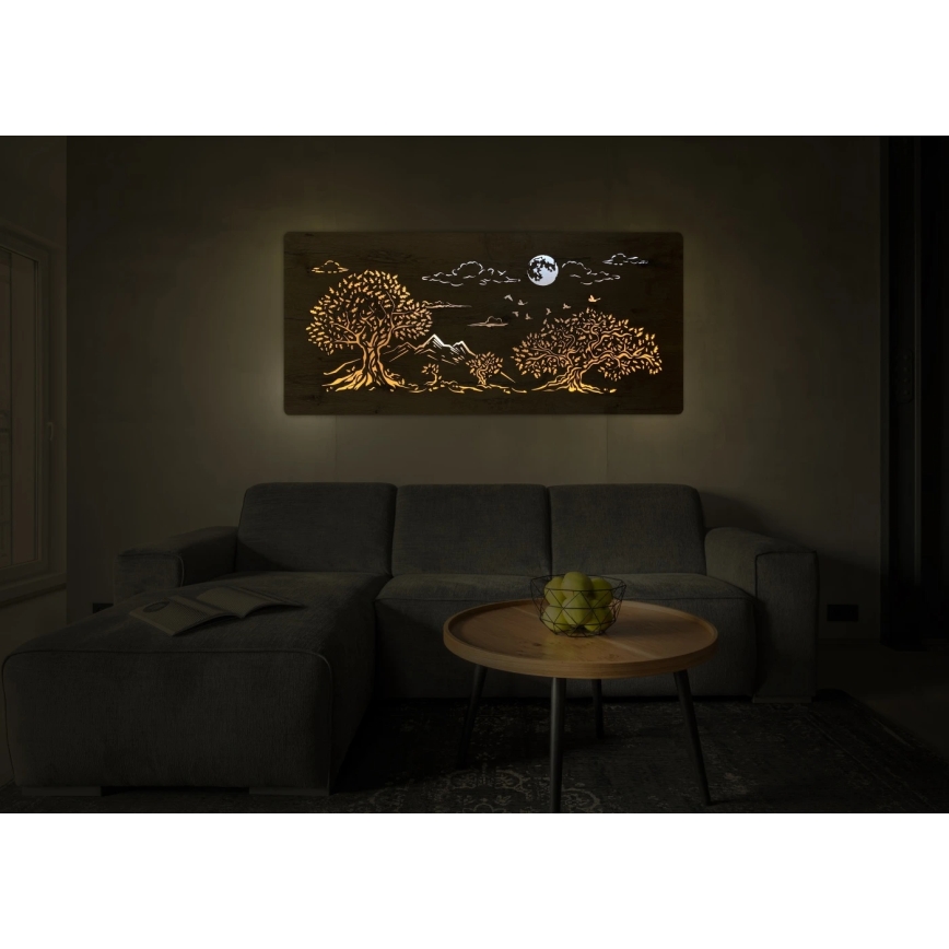 Li-Go 5478/DUB2 - Luminária decorativa de parede LED regulável LED/24W/230V 130x60 cm carvalho/Quatro carvalhos e a lua