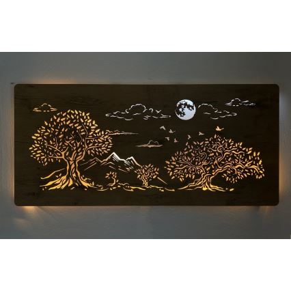Li-Go 5478/DUB2 - Luminária decorativa de parede LED regulável LED/24W/230V 130x60 cm carvalho/Quatro carvalhos e a lua