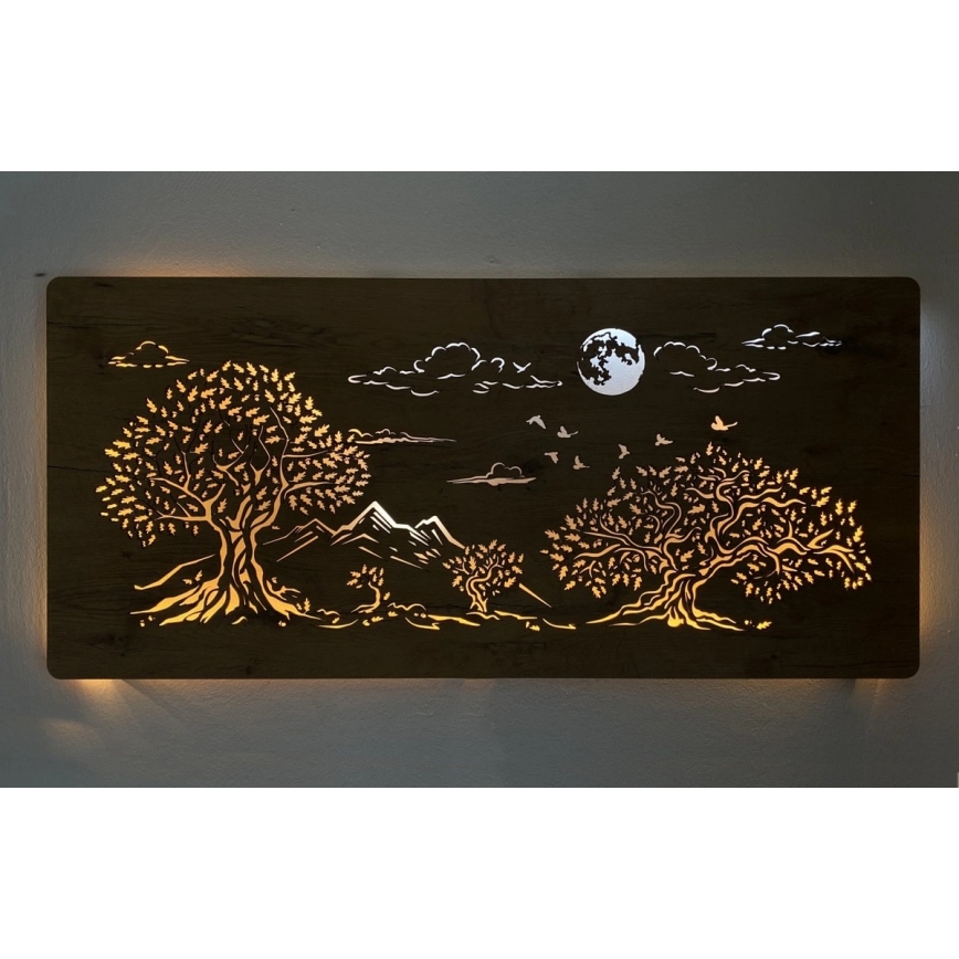Li-Go 5478/DUB2 - Luminária decorativa de parede LED regulável LED/24W/230V 130x60 cm carvalho/Quatro carvalhos e a lua