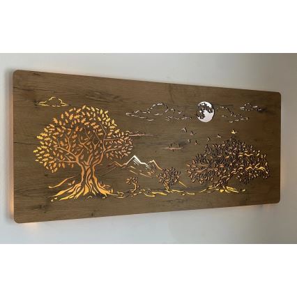 Li-Go 5478/DUB2 - Luminária decorativa de parede LED regulável LED/24W/230V 130x60 cm carvalho/Quatro carvalhos e a lua