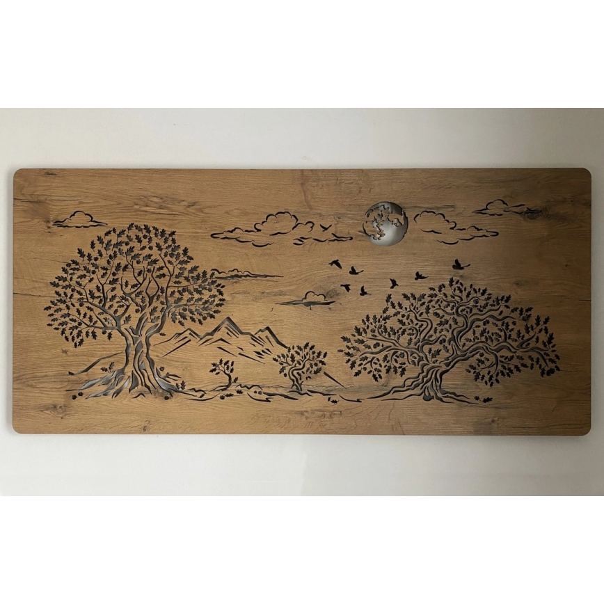 Li-Go 5478/DUB2 - Luminária decorativa de parede LED regulável LED/24W/230V 130x60 cm carvalho/Quatro carvalhos e a lua