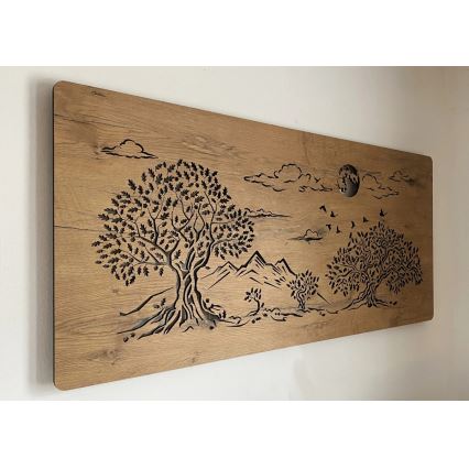 Li-Go 5478/DUB2 - Luminária decorativa de parede LED regulável LED/24W/230V 130x60 cm carvalho/Quatro carvalhos e a lua