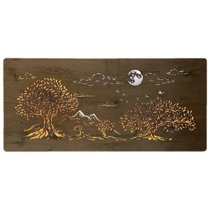 Li-Go 5478/DUB2 - Luminária decorativa de parede LED regulável LED/24W/230V 130x60 cm carvalho/Quatro carvalhos e a lua