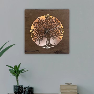 Li-Go 5652/DUB2 - Relógio LED dimerizável LED/10W/5V 20000 mAh 42x42 cm carvalho/Carvalho em círculo + controlo remoto