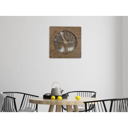 Li-Go 5652/DUB2 - Relógio LED dimerizável LED/10W/5V 20000 mAh 42x42 cm carvalho/Carvalho em círculo + controlo remoto