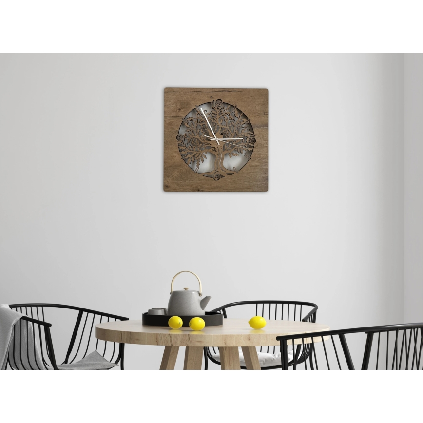 Li-Go 5652/DUB2 - Relógio LED dimerizável LED/10W/5V 20000 mAh 42x42 cm carvalho/Carvalho em círculo + controlo remoto