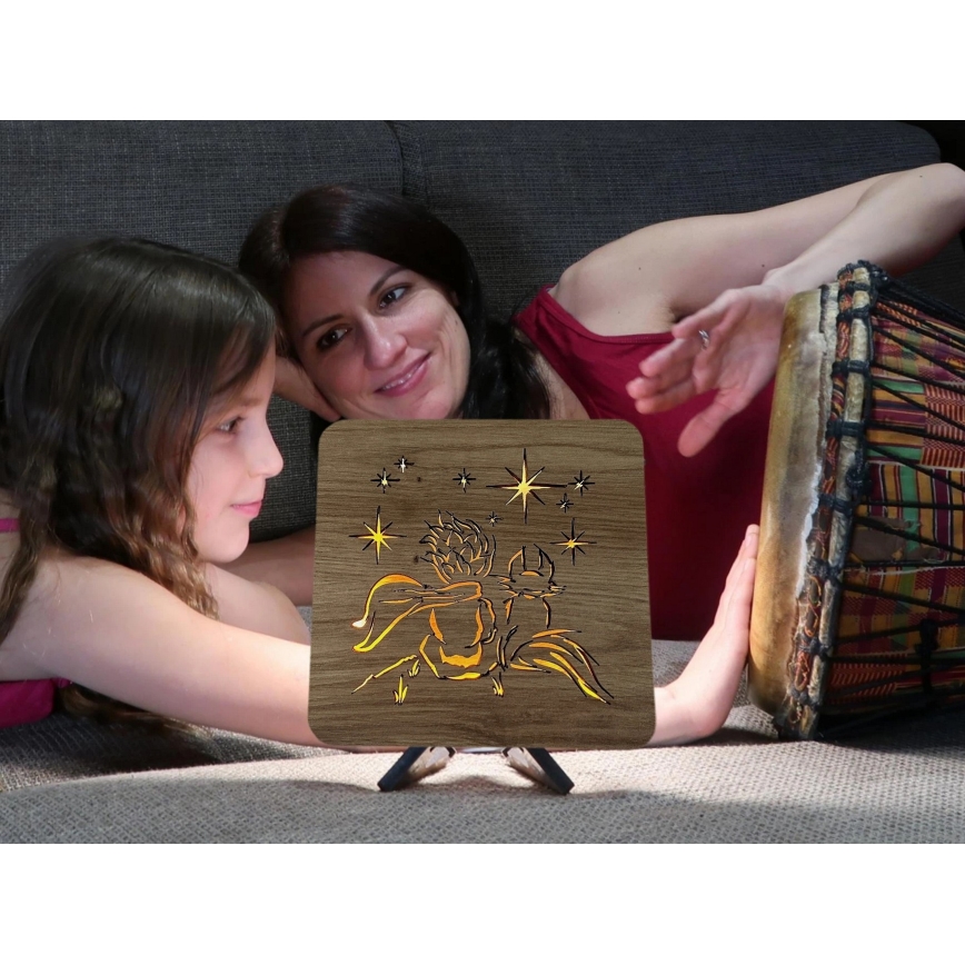 Li-Go 5788/DUB2 - Candeeiro de mesa decorativo LED/12W/230V 19x19 cm carvalho/O Principezinho