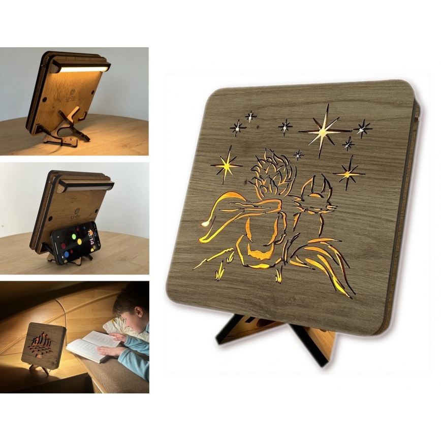 Li-Go 5788/DUB2 - Candeeiro de mesa decorativo LED/12W/230V 19x19 cm carvalho/O Principezinho