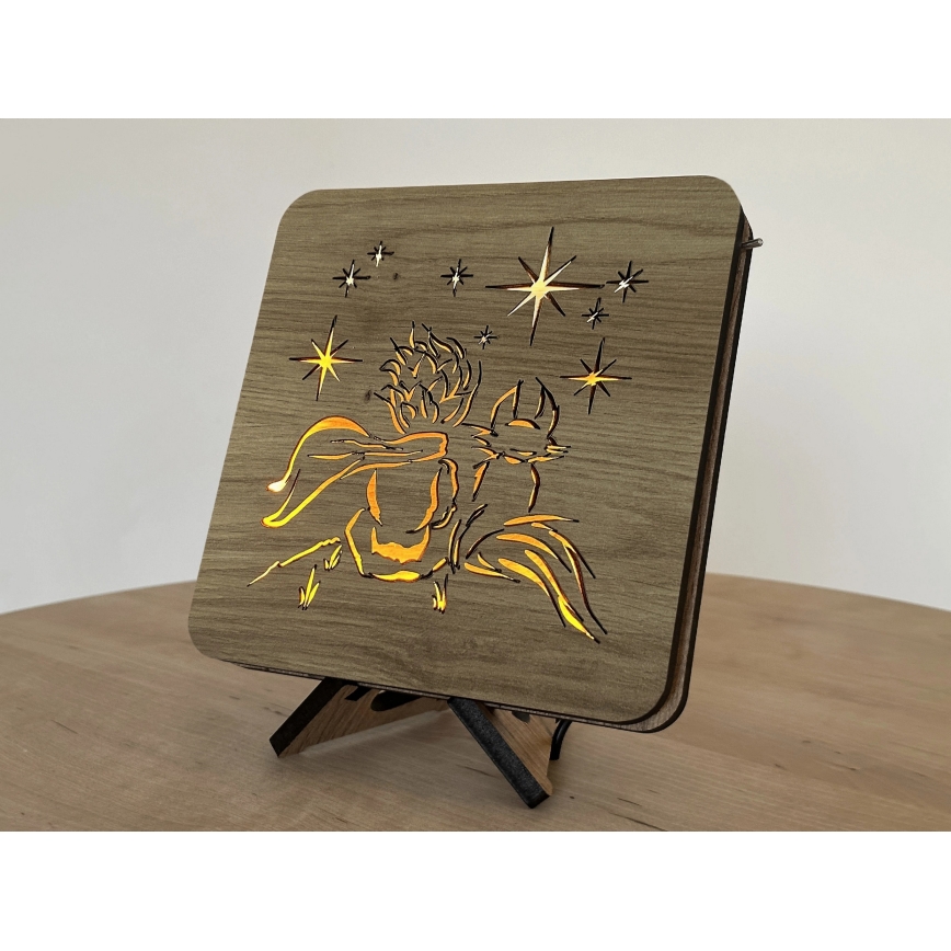 Li-Go 5788/DUB2 - Candeeiro de mesa decorativo LED/12W/230V 19x19 cm carvalho/O Principezinho