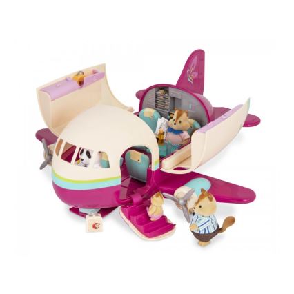 Li'l Woodzeez - Conjunto de brinquedos de avião com acessórios