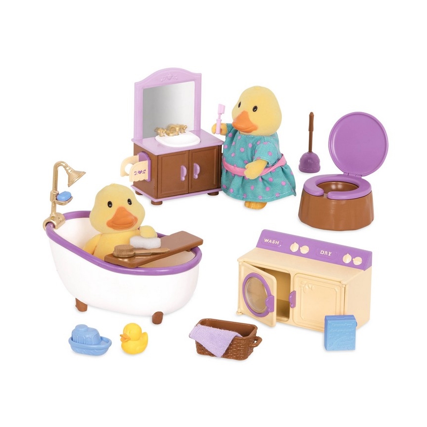 Li'l Woodzeez - Conjunto de brinquedos mobiliário para casa de banho