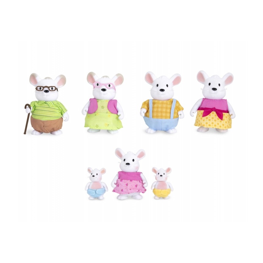 Li'l Woodzeez - Conjunto de figuras NIBBLEKIN família de ratos