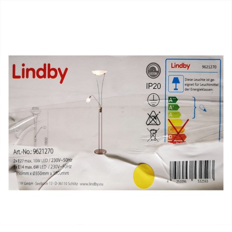 Lindby - Candeeiro de chão FELICIA 2xE27/8W/230V + 1xE14/5W
