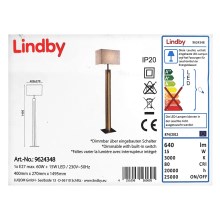 Lindby - Candeeiro de chão LED com regulação GARRY 1xE27/60W/230V + LED/15W/230V