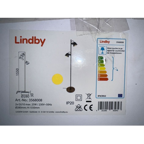 Lindby - Candeeiro de chão SHILA 2xGU10/25W/230V
