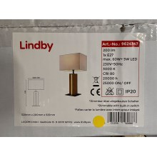 Lindby - Candeeiro de mesa com regulação GARRY 1xE27/60W/230V + LED/5W/230V
