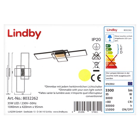 Lindby - Candelabro integrado LED com regulação EMILJAN LED/35W/230V