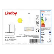 Lindby - Candelabro suspenso LED com regulação AMON 3xLED/12W/230V