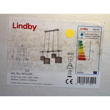 Lindby - Candelabro suspenso RUKAIA 4xE27/42W/230V