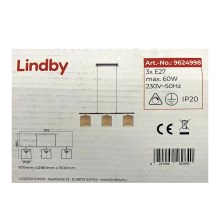 Lindby - Candelabro suspenso ZALIA 3xE27/60W/230V
