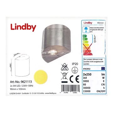 Lindby - Iluminação de parede LED LAREEN 2xLED/3W/230V