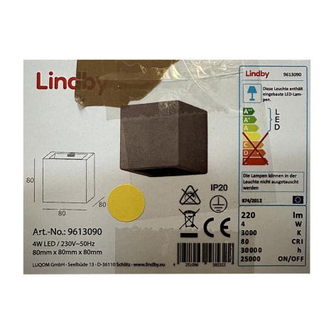 Lindby - Iluminação de parede LED QUASO LED/4W/230V