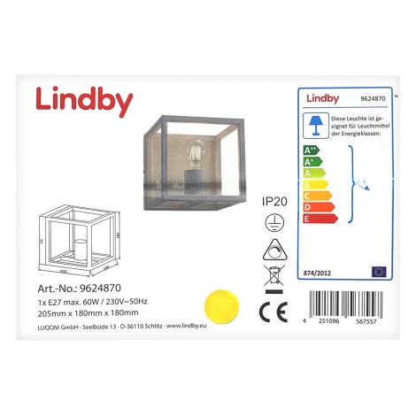 Lindby - Iluminação de parede MERON 1xE27/60W/230V