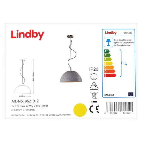 Lindby - LED RGBW Candelabro suspenso com regulação CAROLLE 1xE27/10W/230V Wi-Fi Tuya