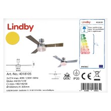 Lindby - Ventoinha de teto ALVIN 2xE14/40W/230V + controlo remoto
