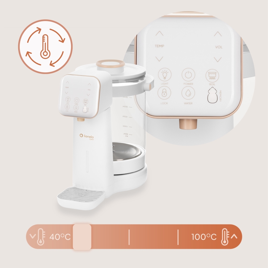 Lionelo - Aparelho para preparar leite de bebé BABYPRESTO 2.0 1200W/230V Branco