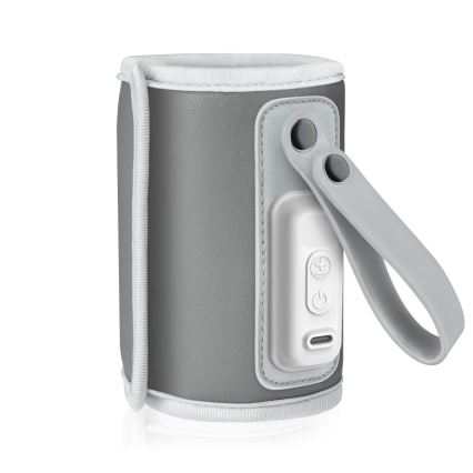 Lionelo - Aquecedor de biberões recarregável THERMUP GO 18W/5V Cinzento Prateado