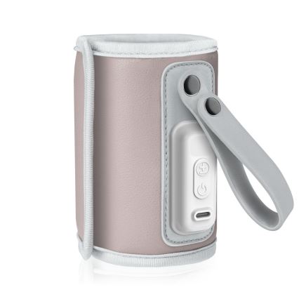 Lionelo - Aquecedor de biberões recarregável THERMUP GO 18W/5V Rosa Baby