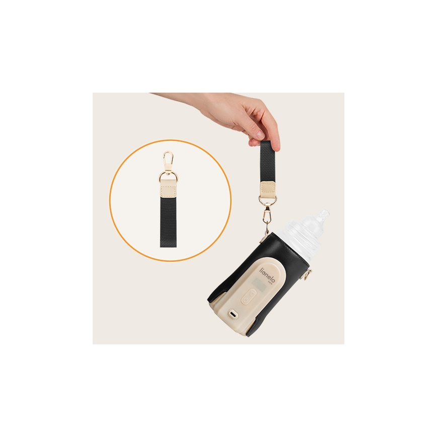 Lionelo - Aquecedor de biberões recarregável THERMUP GO EVO 18W/5V preto/bege