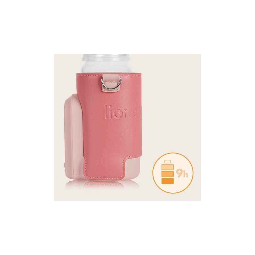Lionelo - Aquecedor de biberões recarregável THERMUP GO EVO 18W/5V rosa