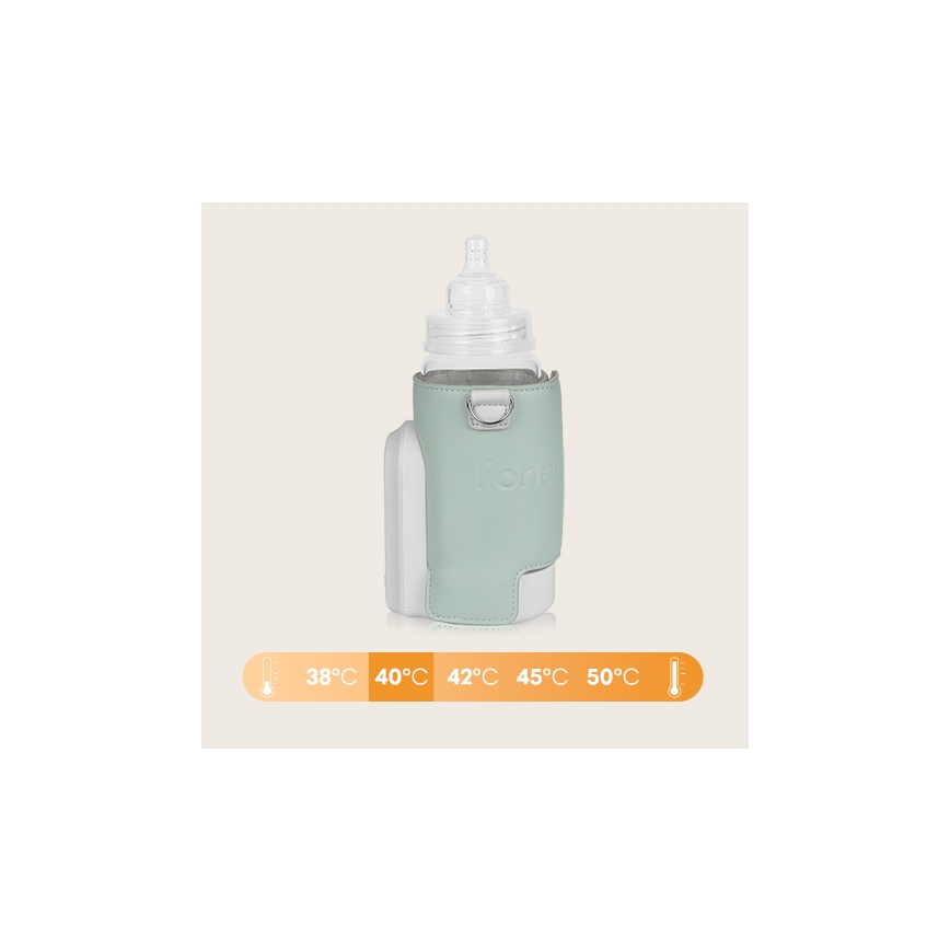 Lionelo - Aquecedor de biberões recarregável THERMUP GO EVO 18W/5V verde/branco