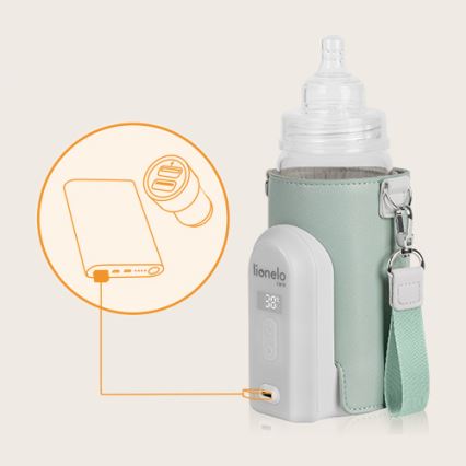 Lionelo - Aquecedor de biberões recarregável THERMUP GO EVO 18W/5V verde/branco