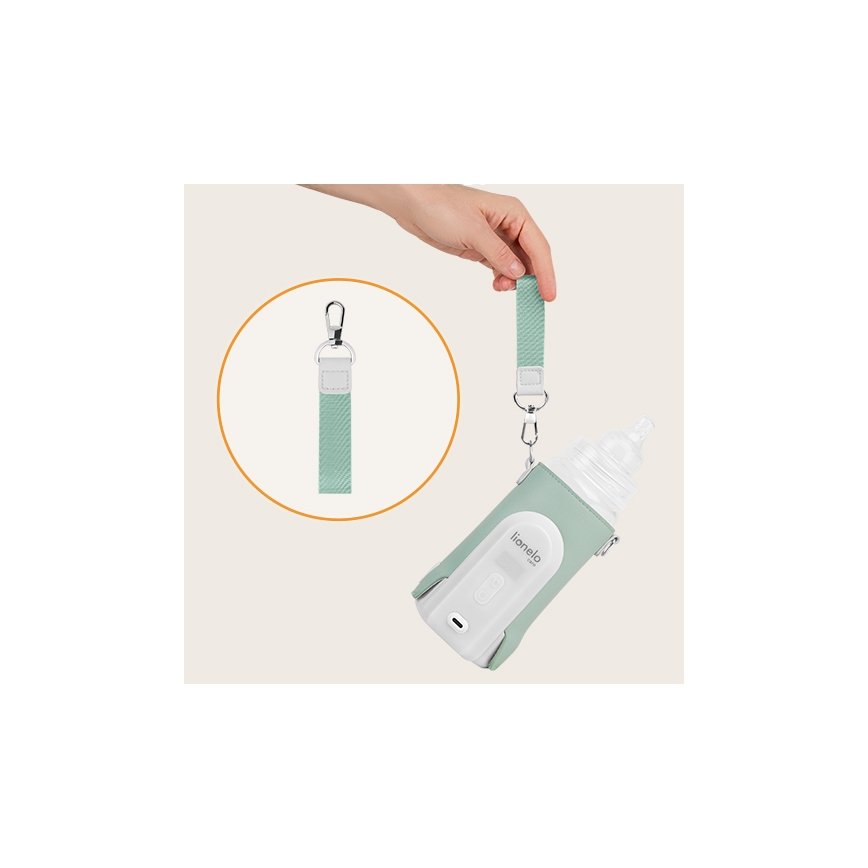 Lionelo - Aquecedor de biberões recarregável THERMUP GO EVO 18W/5V verde/branco
