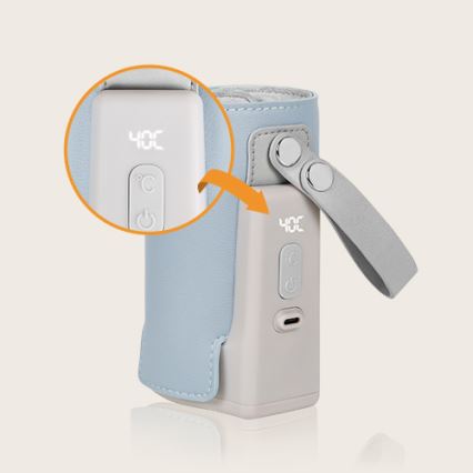 Lionelo - Aquecedor de biberões recarregável THERMUP GO PLUS 10W/5V azul/cinzento