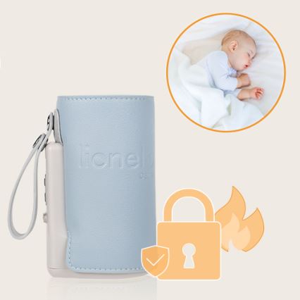 Lionelo - Aquecedor de biberões recarregável THERMUP GO PLUS 10W/5V azul/cinzento