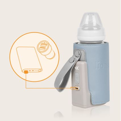 Lionelo - Aquecedor de biberões recarregável~ THERMUP GO PLUS 10W/5V azul/cinzento