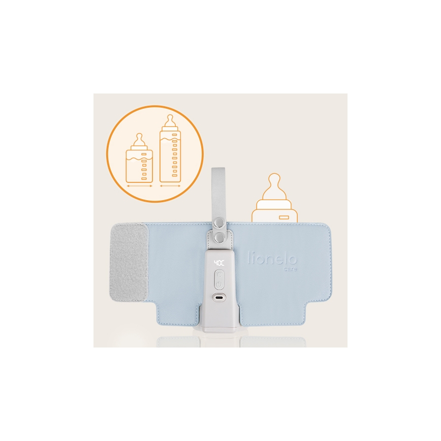 Lionelo - Aquecedor de biberões recarregável~ THERMUP GO PLUS 10W/5V azul/cinzento